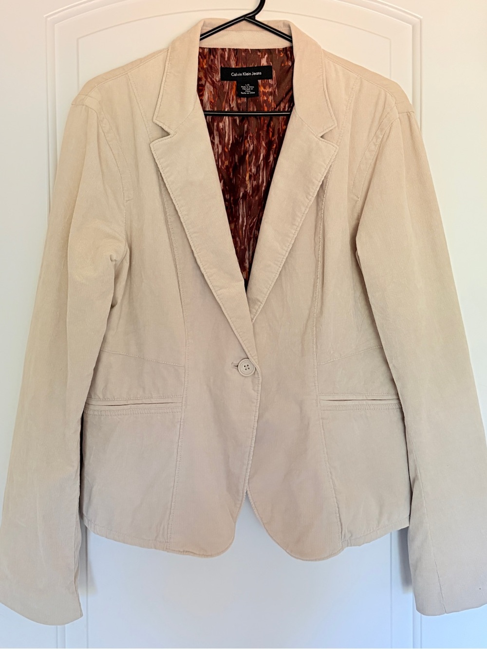 Vintage Calvin Klein Jeans Tailored Corduroy Beige Women's Blazer Size Large